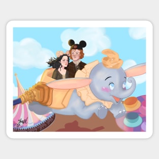 Jamie and Claire having fun at Fantasy land Sticker